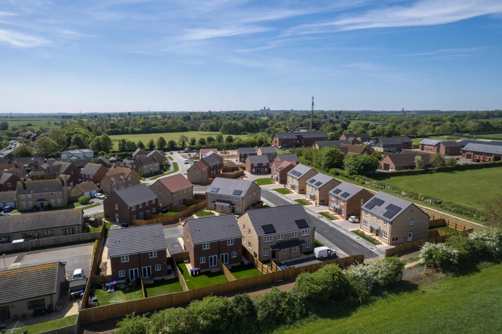 Aerial view of brand new homes at The Oaks in Nettleham