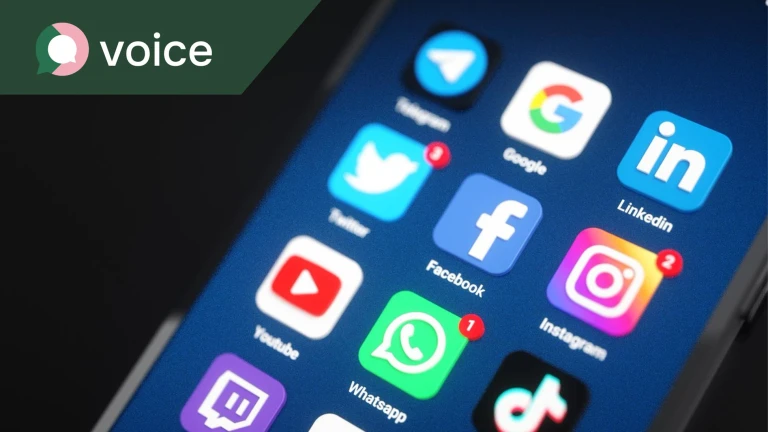 A mobile phone screen showing social media icons