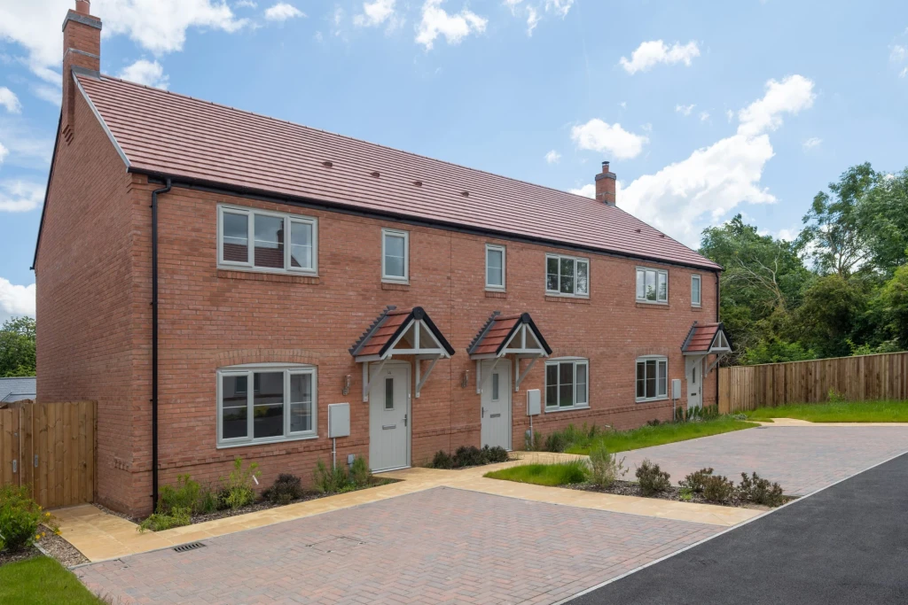 A row of three new build houses in Stoke Albany