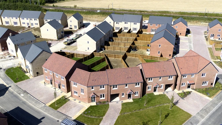 Aerial shot of new build development